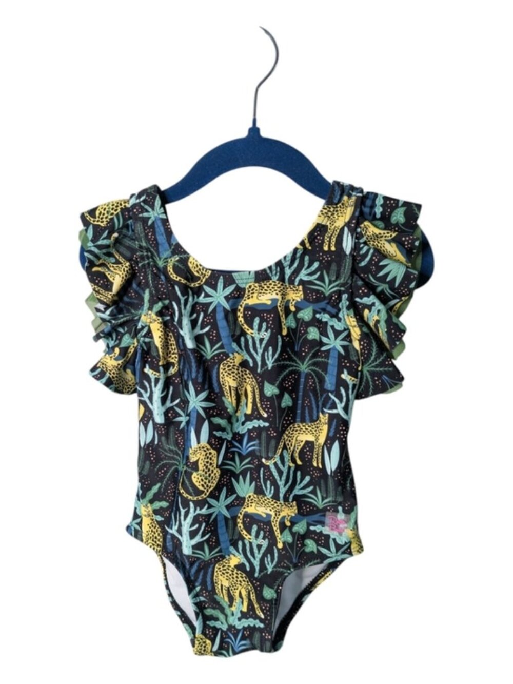 RuffleButts On Safari Rainforest One-Piece Swimsuit Navy/Green Size 18-24 Months